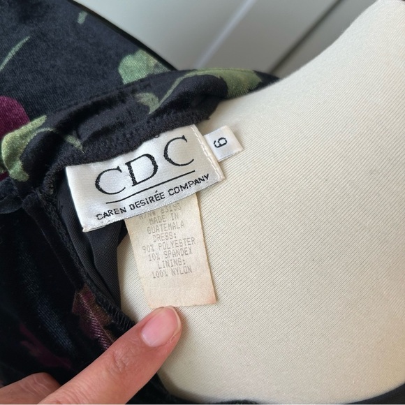 VTG Velvet Asian Inspired Women's 6 Blk Floral Maxi Dress Caren Desiree Co. Y2K - Picture 10 of 11